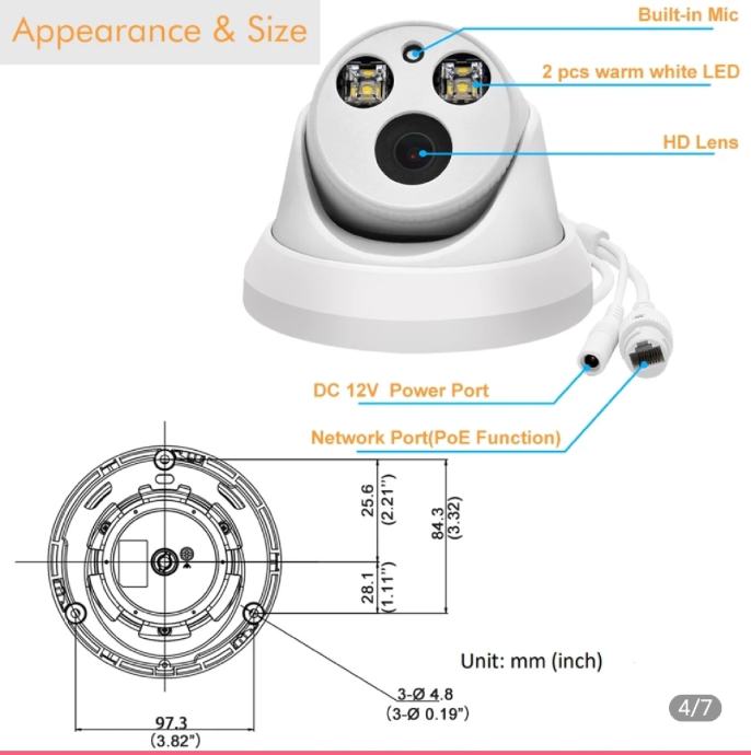 Hikvision Compatible ColorVu 8MP Dome POE IP Camera