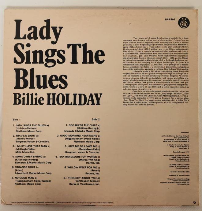 Billie Holiday Lady sings the blues vinilna plošča