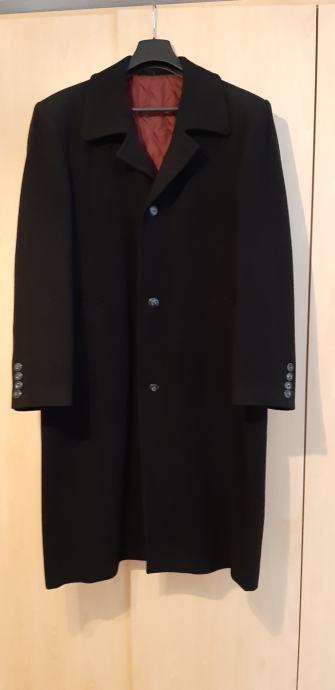 Moški črn zimski  plašč, lahek , dolžine 123 cm