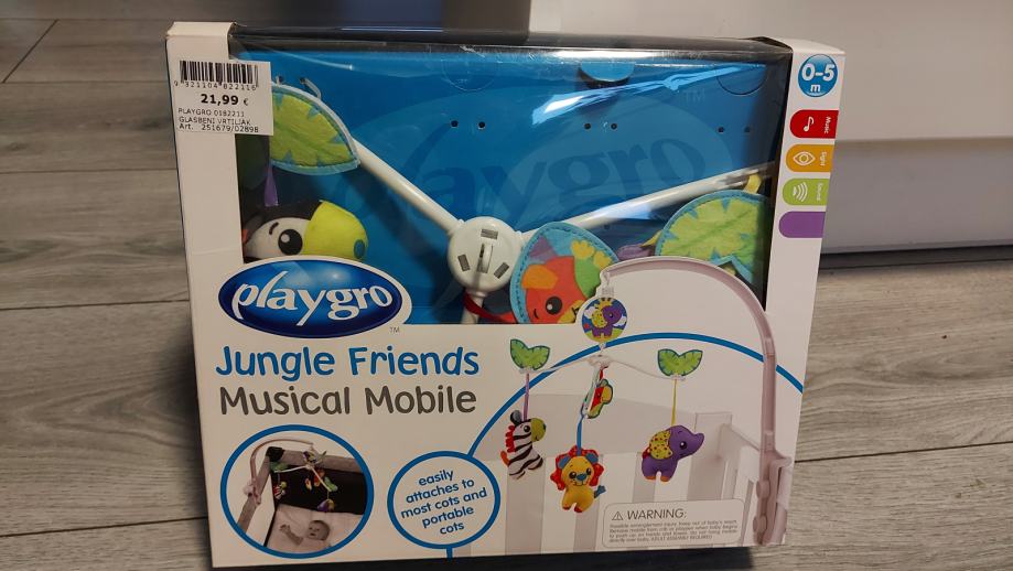 Playgro Glasbeni vrtiljak Prijatelji iz džungle