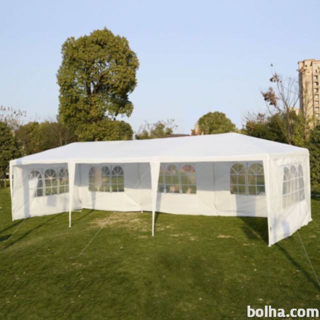 NOV Vrtni šotor 9 x 3 m, paviljon, tenda 3x9 m - bele barve
