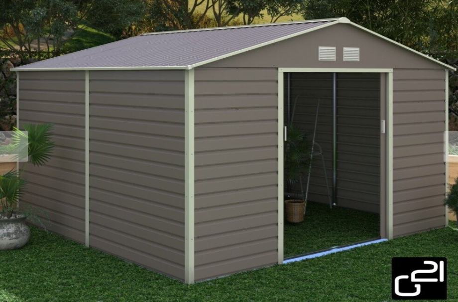 Vrtna kovinska hiška-uta-lopa 10,18 m2 - 3,3m x 3,1m - SIVA