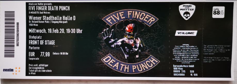 five finger death punch vstopnica
