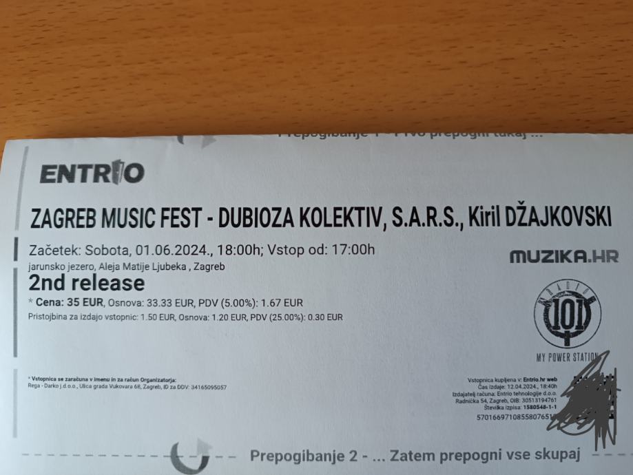 Prodam 2 karti za Zagreb music fest