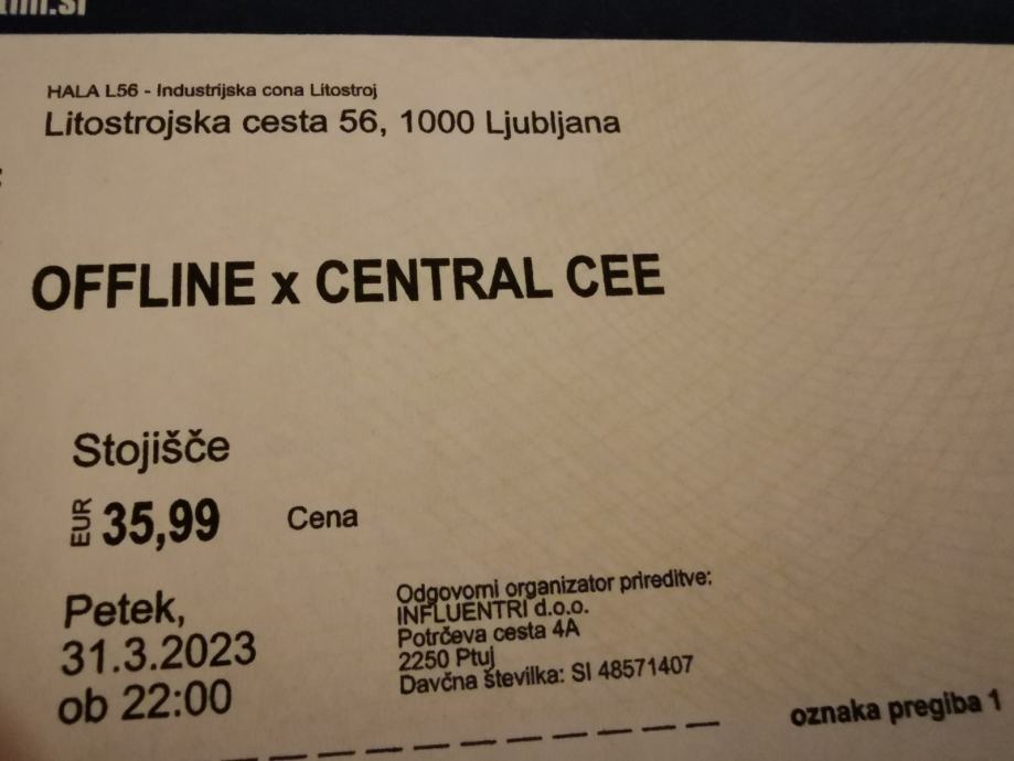 Vstopnica za Offline x Central Cee, Ljubljana 31.3.2023