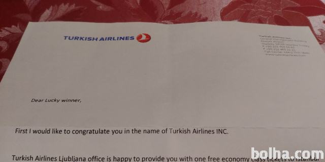 Turkish airlines - Istanbul - povratna karta, poljubni datu