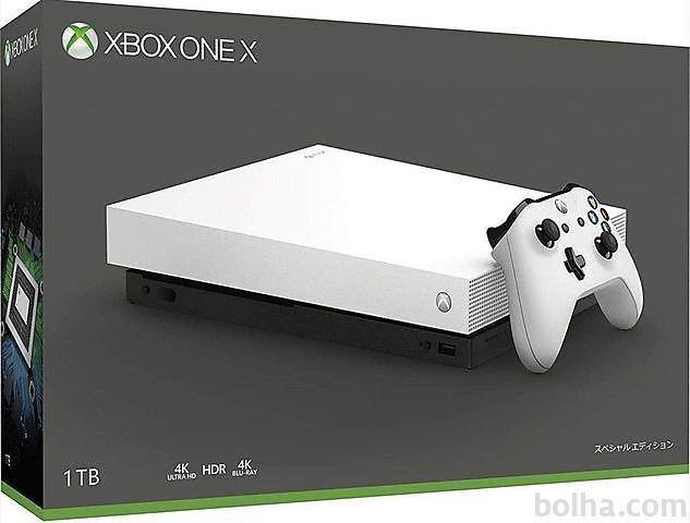 Xbox One X 1TB bel + Xbox One igra + 225 iger + Xbox Live Gold + bo...