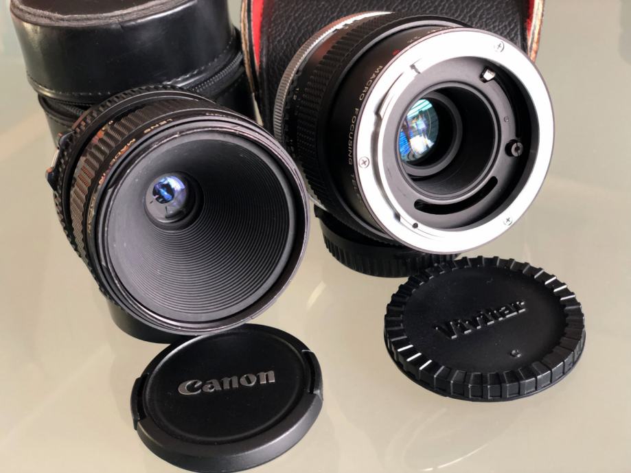 Objektiv Canon FD macro 50 mm f3.5 + Vivitar 2x macro teleconverter