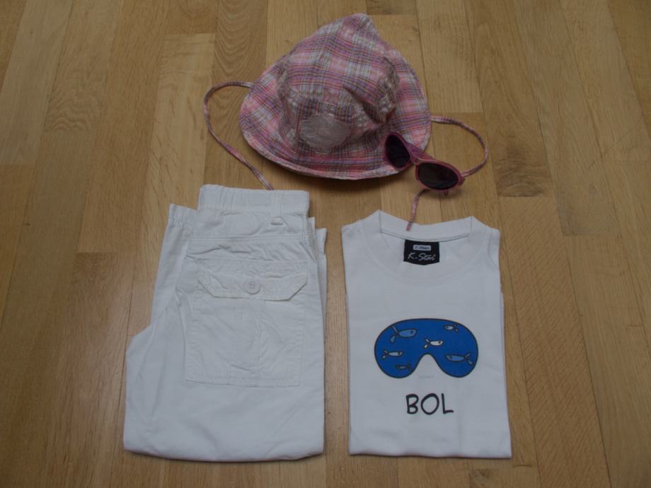 Komplet hlače Tape al'oeil,majica,klobuček PUPA +sončna očala 2-3 leta