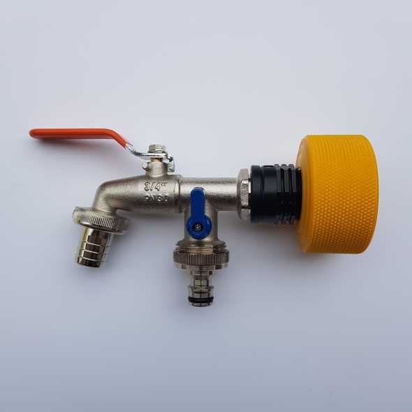 Komplet PRO dvojna pipa 3/4" za IBC cisterno. Reducir (adapter) + pipa