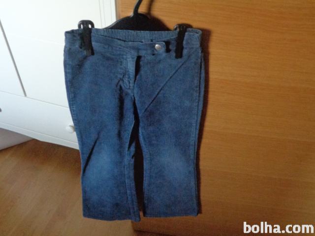 Benetton modre žametne hlače za deklico 5-6 let