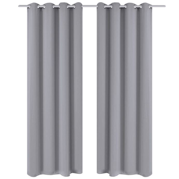 2 kosa sivih zaves z obročki 135 x 245 cm