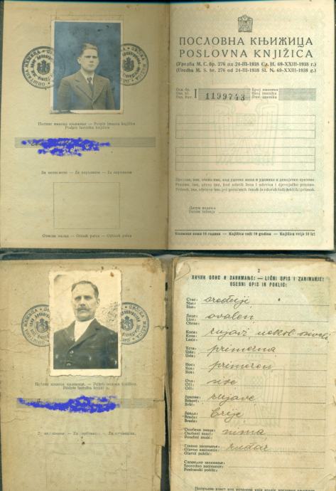 2x delovna knjižica Kraljevina Jugoslavija 1938 poslovna knjižica 1939
