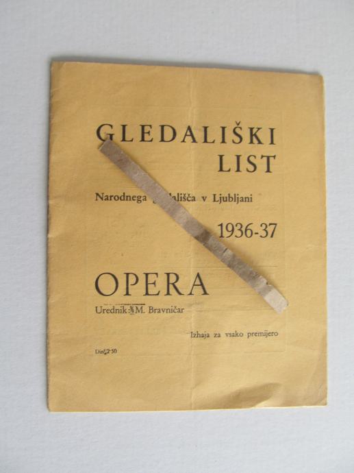 GLEDALIŠKI LIST - sezona 1936/37 in 37/38