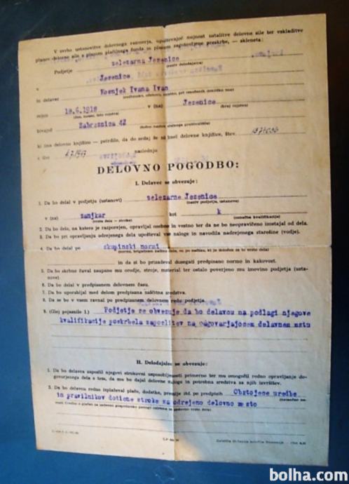 Stari dokumenti železarne Jesenice1953