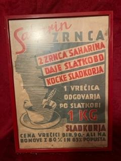 vintage plakat Saharin zrnca