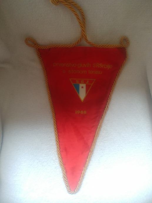 vintage zastavica Prvenstvo gluhih Srbije v namiznem tenisu, 1968