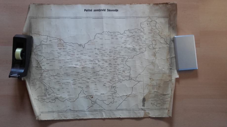 Kosem K.-Poštni zemljevid Slovenije-pošte slovenske 1963