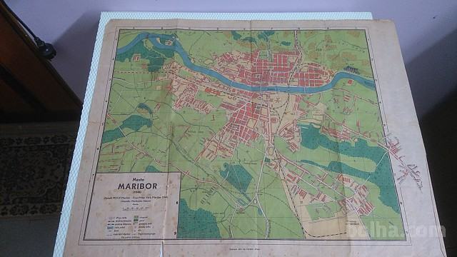 Plan mesta - litografijo Maribor iz leta 1948