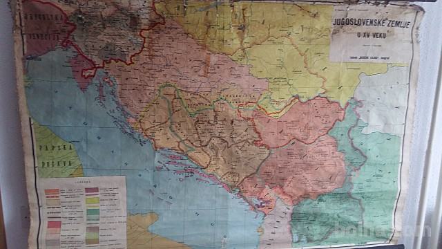 Zemljevid držav na območju Jugoslavije v XV.stoletju