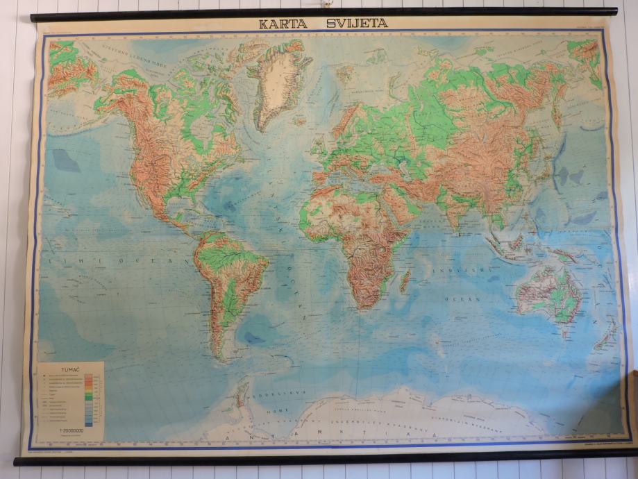 Zemljevid sveta  196 cm x 150 cm, 1:20 000 000