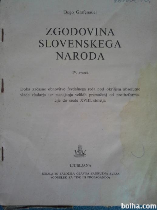 Zgodovina Slovenskega naroda - Bogo Grafenauer 1960-1