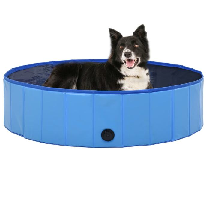 Zložljiv bazen za pse moder 120x30 cm PVC