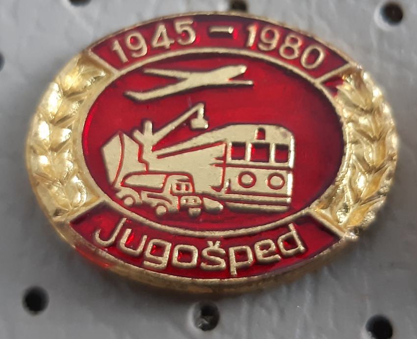 Značka Jugošped 1945/1980 vlak letalo tovornjak