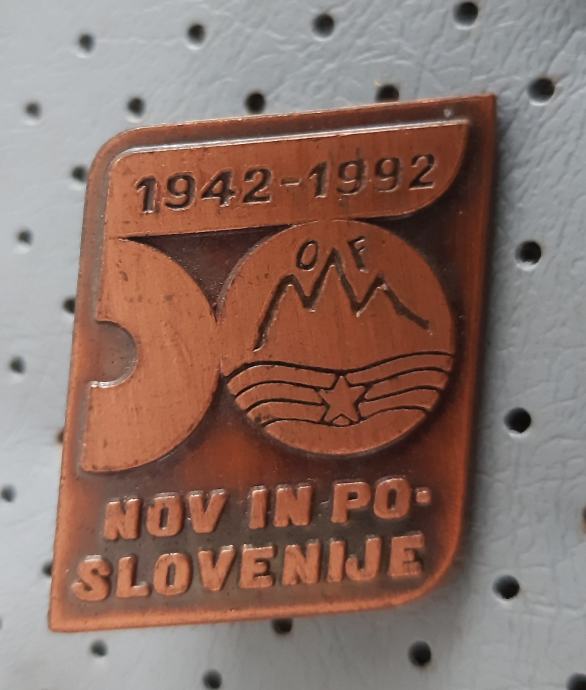 Značka OF NOV in PO Sovenije 1942/1992 na zaponko
