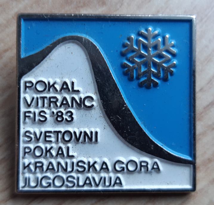 Značka Svetovni Pokal Vitranc FIS 1983 Kranjska Gora  27x27mm