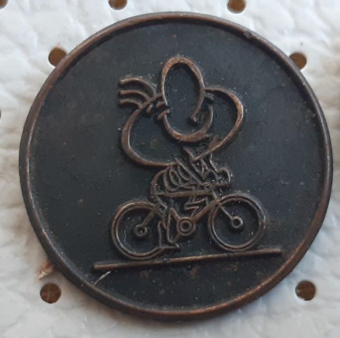 Značka Trimček kolesar kolesarjenje bronasta brez oznake graverja