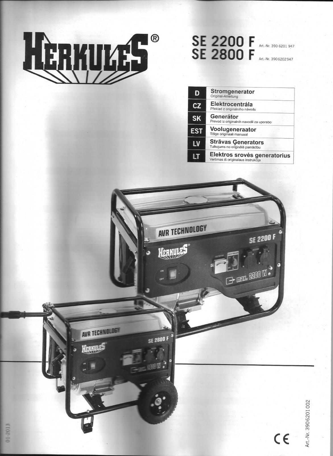 Avviatore A Strappo Di Ricambio Per Generatori Herkules SE 2100-2800F E Holzer H3000