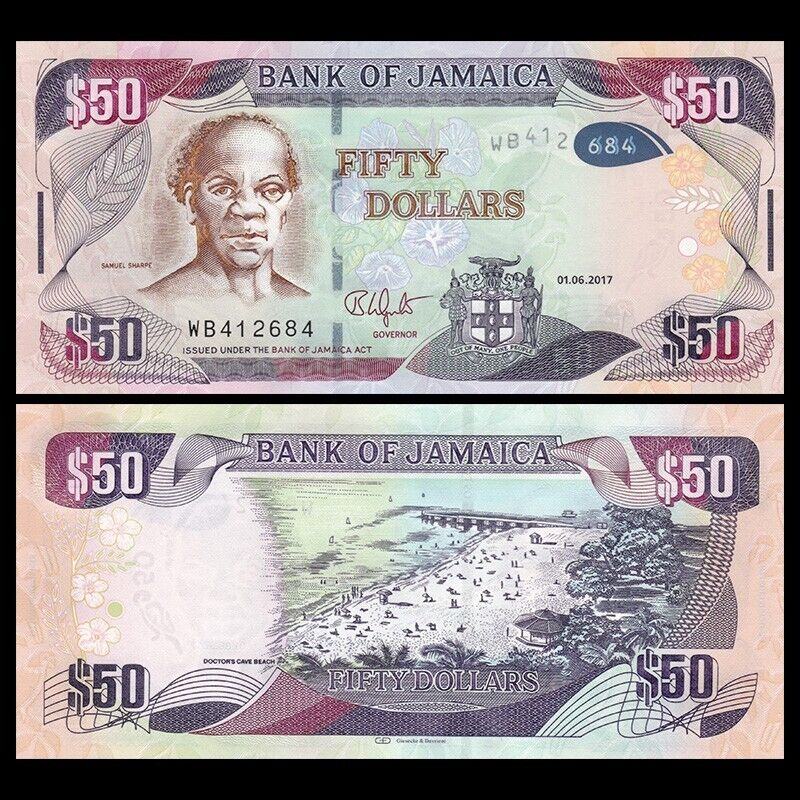 JAMAICA 50 dollars 2017 hybrid UNC