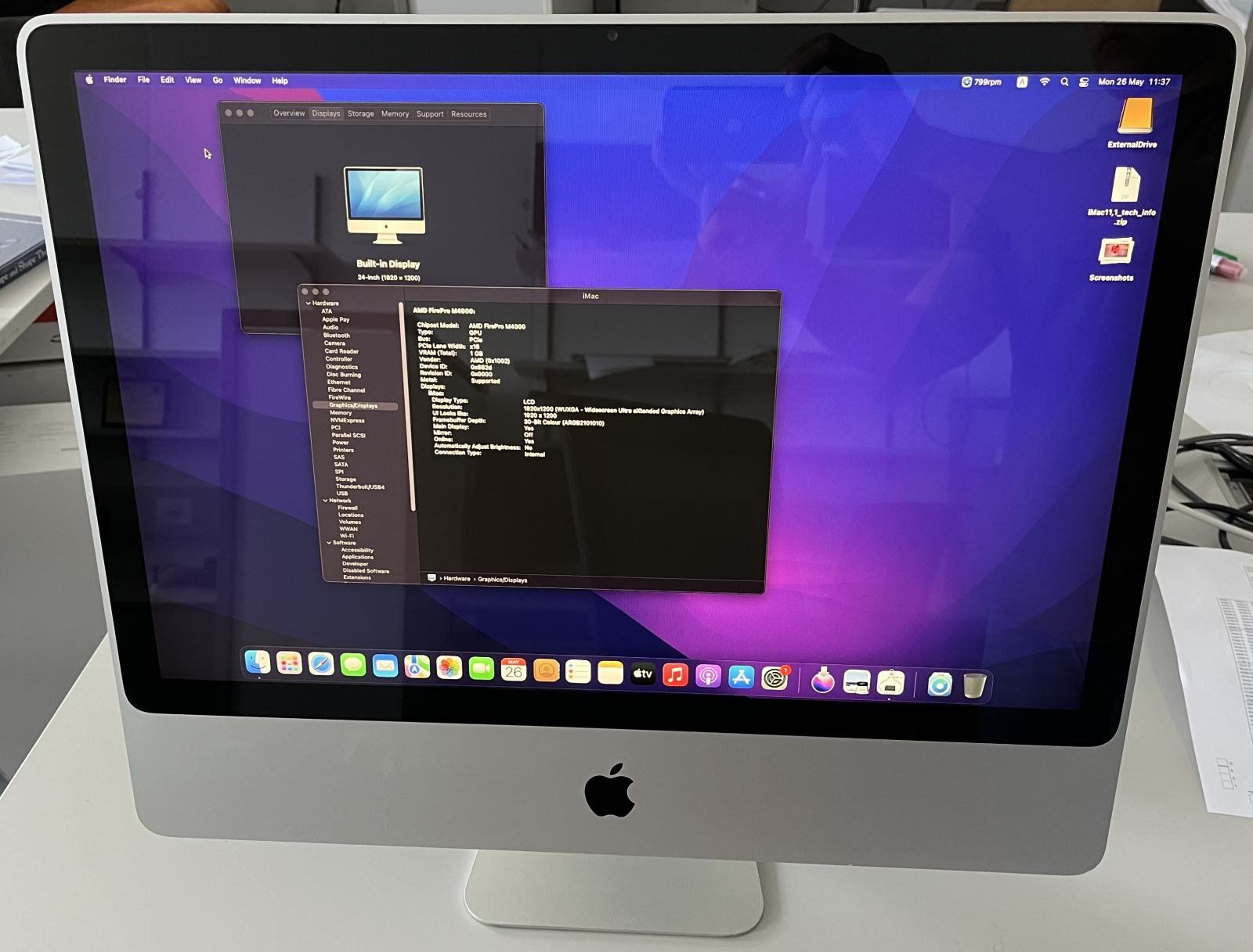 Računalnik Apple iMac 24, Early 2009, macOS Monterey, AMD M4000