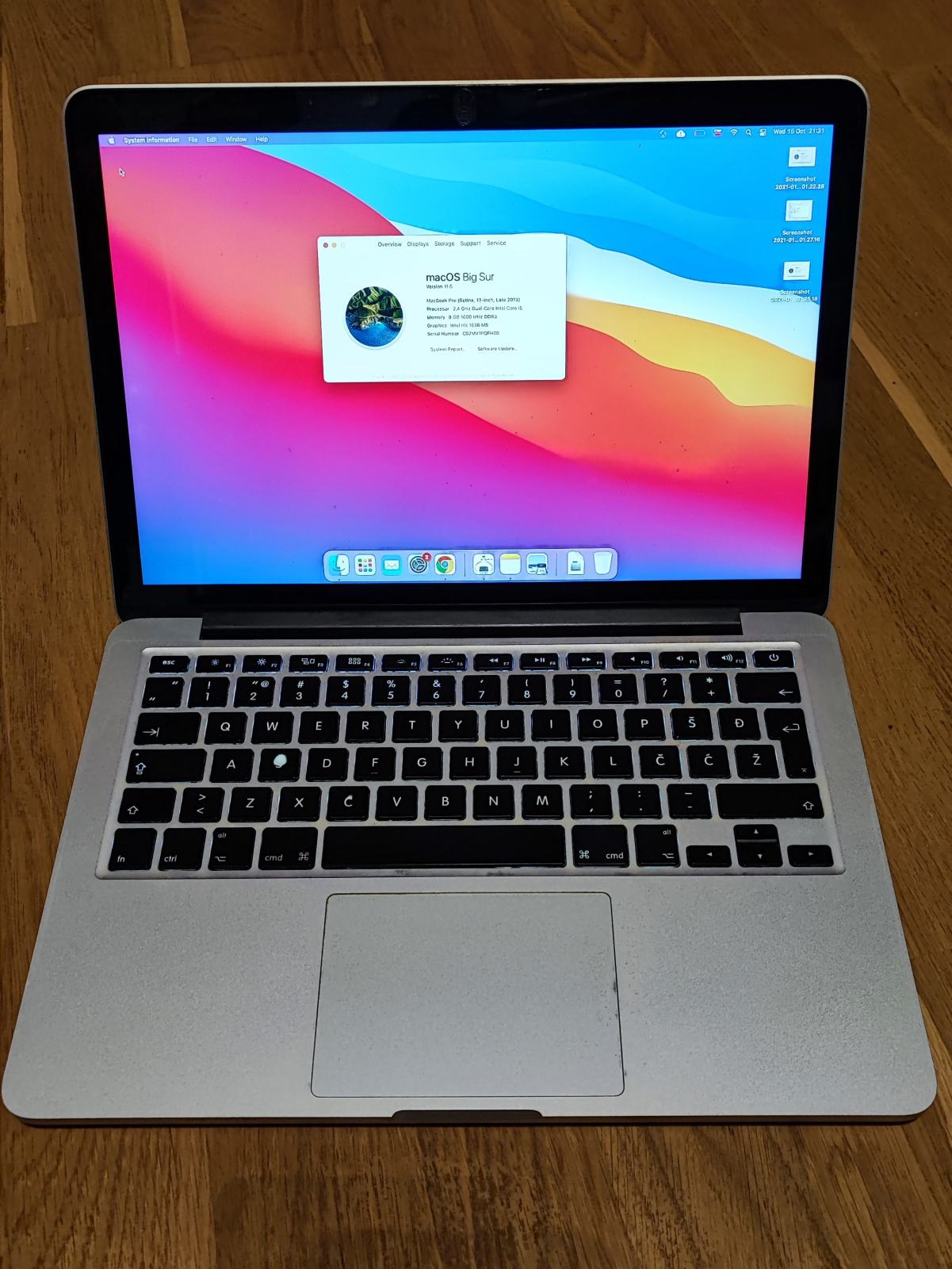 MacBook PRO 13 retina ( late 2013), Intel i5, 256 GB SSD, 8GB RAM