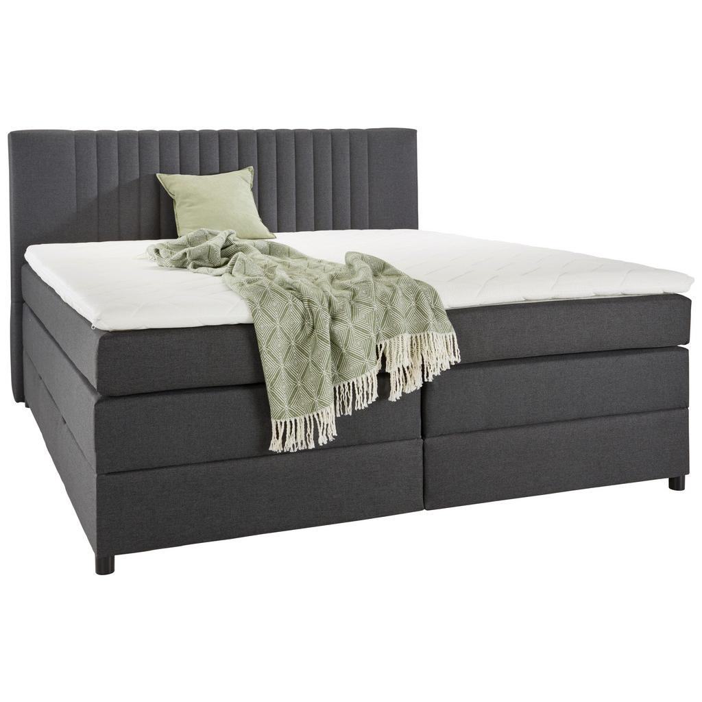 Mömax Postelja Boxspring Plura, Antracit, 180x200