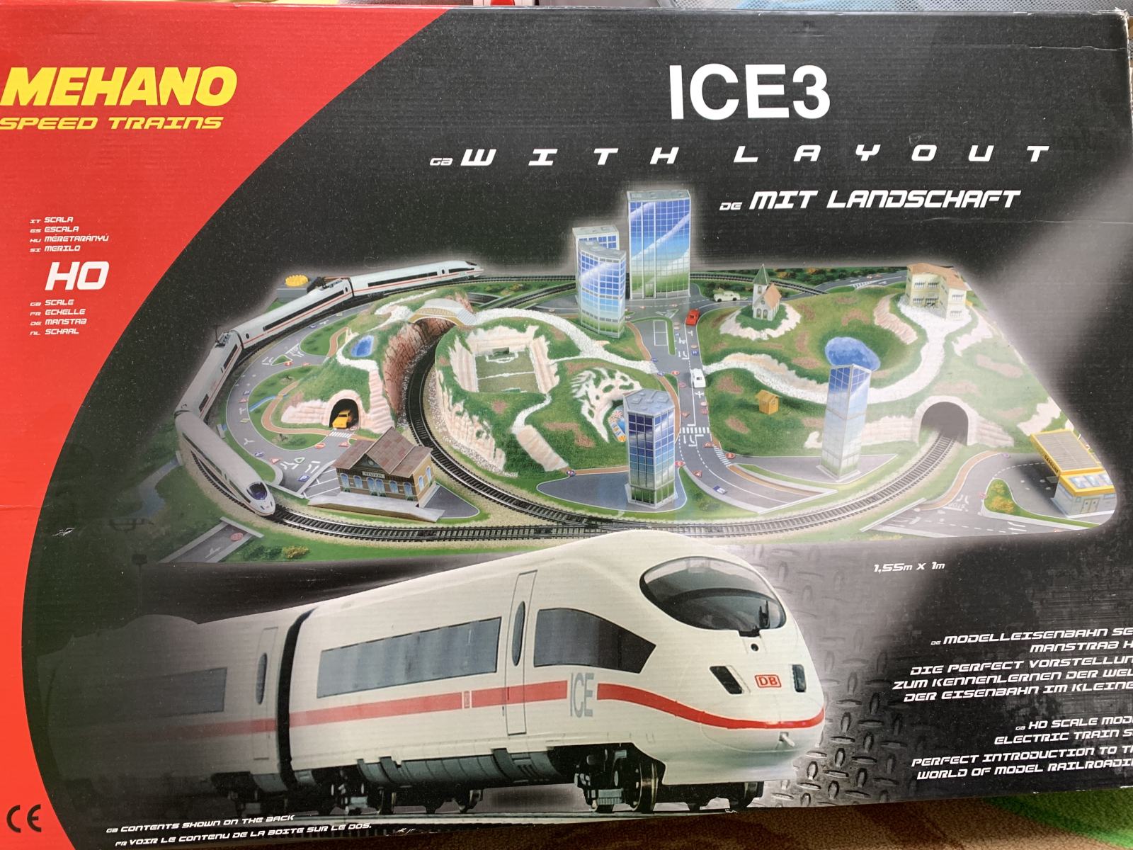 Set De Tren Eléctrico ICE 3 Con Maqueta | Escala HO | Locomotora + Vagones De Primera Y Segunda | Incluye Vías De 3,9 M | Control Remoto Y Adaptador | Compatible Con Otros Sets Mehano