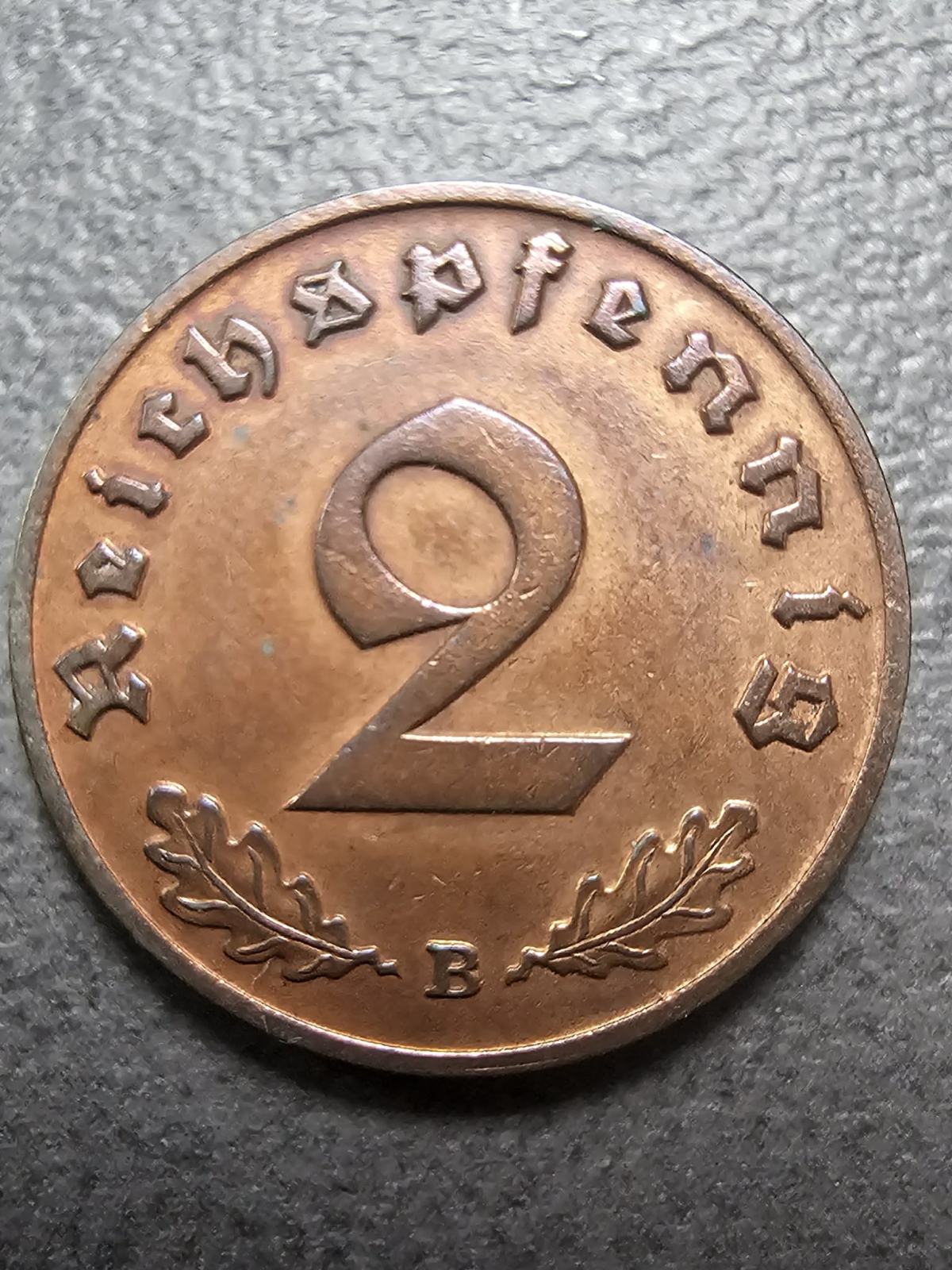 NEMŠKI RAJH 2 reichspfennig 1939 B - kovnica Dunaj - lep primerek!
