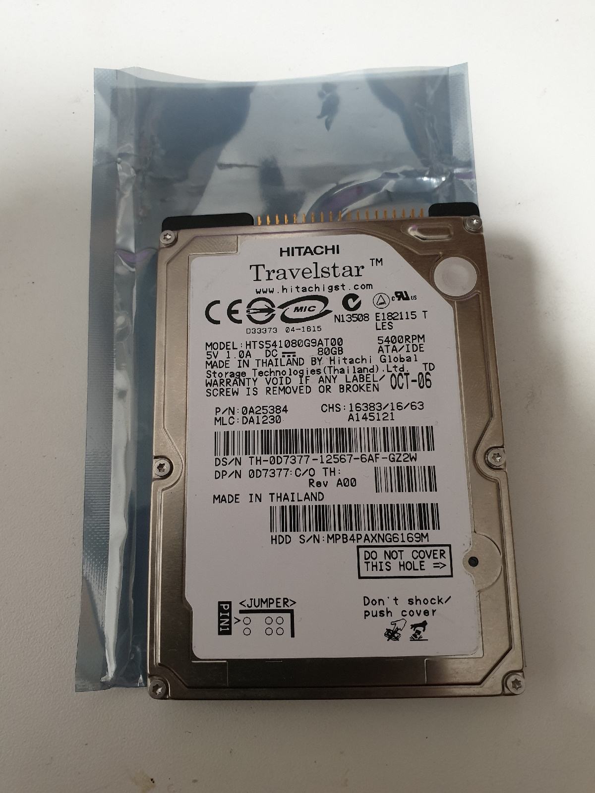 Trdi disk Ide, pata, ata100, Hitachi, 80Gb 2.5