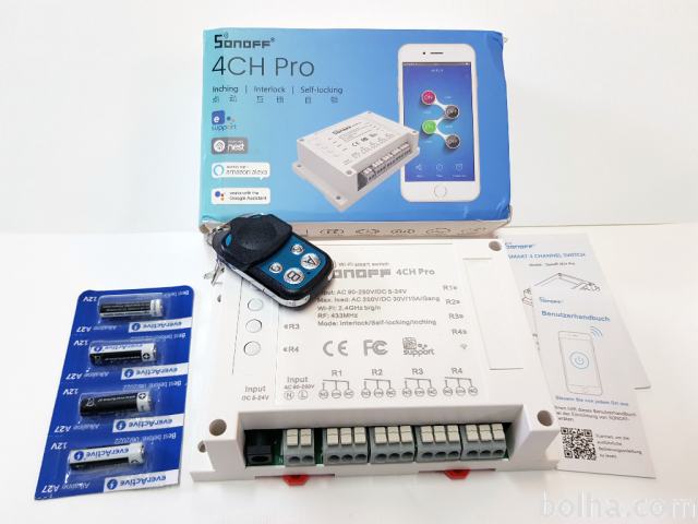 Sonoff 4CH Pro R2 433MHz štirikanalni WI-FI + RF modul AC/DC
