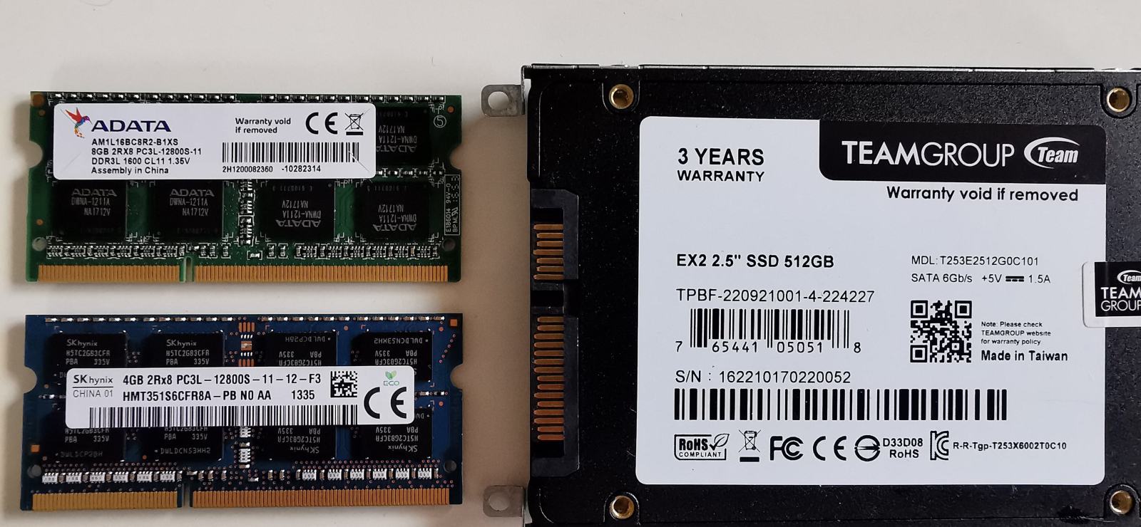 SSD disk 512GB, RAM 4GB+8GB
