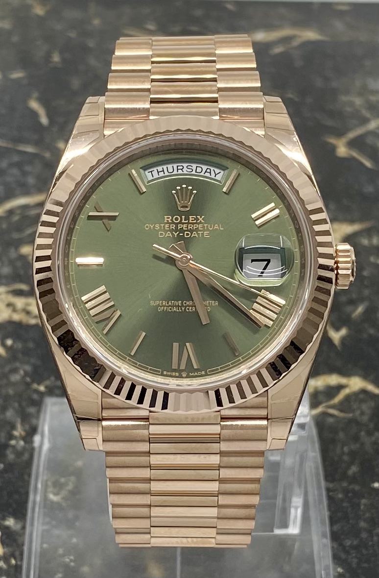 Cal 3255 ROLEX DAY-DATE OLIVE ROMAN DIAL (SOLID SWISS CLON!) ETA cal. 3255