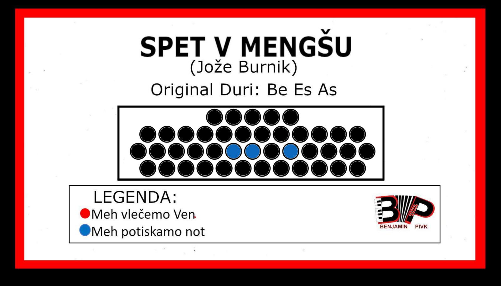 Spet v Mengšu - Tablature za diatonično harmoniko