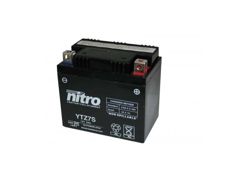 Batterie Moto NITRO YTZ7S AGM - Technologie Gel, Prête à Remplir Et Charger - Pour Nombreux Modèles