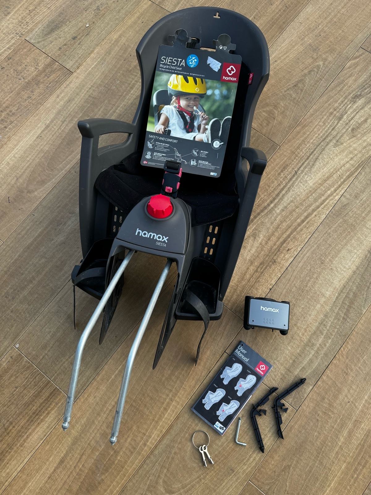 Siège Vélo Enfant Hamax Siesta - Inclinable à 20°, Support 22 Kg, Rembourrage Noir, Gris 2024 - 2