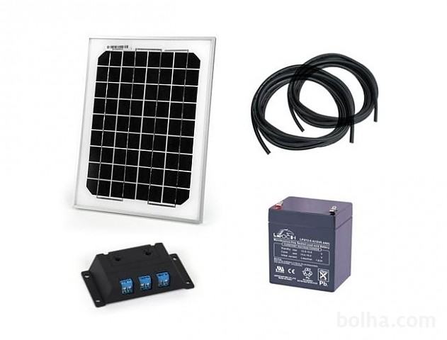 Solarni komplet mini 12V 10W kabel 2x 3m baterija 5Ah